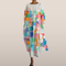 Long Dress Women – Abstract Print Casual Maxi Dress with Long Sleeves