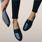 Dames loafers met krokostructuur – Slip-on model met amandelneus