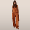 Women's Two-Piece Linen Set – Sleeveless Vest and Wide-Painted Pants
