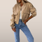 Women's bomber jacket with flap pockets – Short model with snap closure