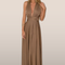 Long women's dress with deep V-neck – Sleeveless design and crossed waistband