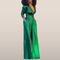 Satin jumpsuit with V-neck – Elegant with wide legs