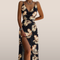 Tropical Print Maxi Dress – Summer Dress with Slit and Spaghetti Straps