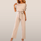 Women's jumpsuit with tie belt – Elegant wide leg fit