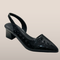 Women's slingback heels – Pointed toe with block heel and crocodile texture