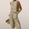 Women's Linen Set – Sleeveless Top with Wide Pants