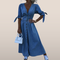 Denim maxi dress – Button-through style with tie sleeves