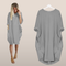 Long oversized T-shirt dress with pockets – Casual women's dress with rolled-up sleeves