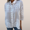 Dames Blouse - Katoen - Borduurwerk - Knoopsluiting - 3/4 Mouwen