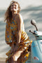 Thaly Printed asymmetric maxi dress with ruffles