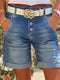 Demi | Blauw gewassen denimshorts met hoge taille en oprolbare zoom