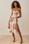 Daniela Printed midi dress with slit and lace-up closure