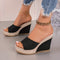 Mara | Dames denim sleehak sandalen