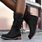 Comfortable vegan leather boots with laces