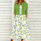 Lara - Midi dress with green plant print and jacket