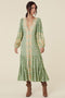 Elvira split printed maxi dress with buttons