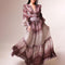 Vimke - V-neck dress with split print