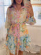 Stephania - Dress with lantern sleeves and stand-up collar