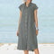 Stella - Cotton linen dress with button closure and pocket