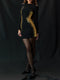 Ronja - Hip contrast dress with round neck and long sleeves