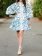 Bella - Printed mini dress with button closure and lace