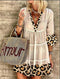 Leona - Fashion dress in cotton linen with patchwork print and leopard print