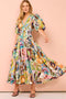 Juli - midi dress with V-neck and puff sleeves