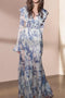 Lara - Printed flared chiffon maxi dress with ruffles