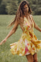 Anni - Printed halterneck flared mini dress