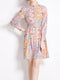 Patrician - Printed midi dress with long sleeves and patchwork pattern