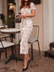 Kataura - Lace dress with short sleeves, V-neck and button closure