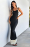 Holly - Long black fitted dress with straps