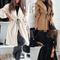 Trendy long coat with hood and tie for women