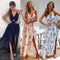Margaret - Casual Floral Print Boho Dress with Open Back