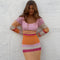 Darcy - Multicoloured Gestreepte Gebreide Gehaakte Maxi Dress met Lange Mouwen