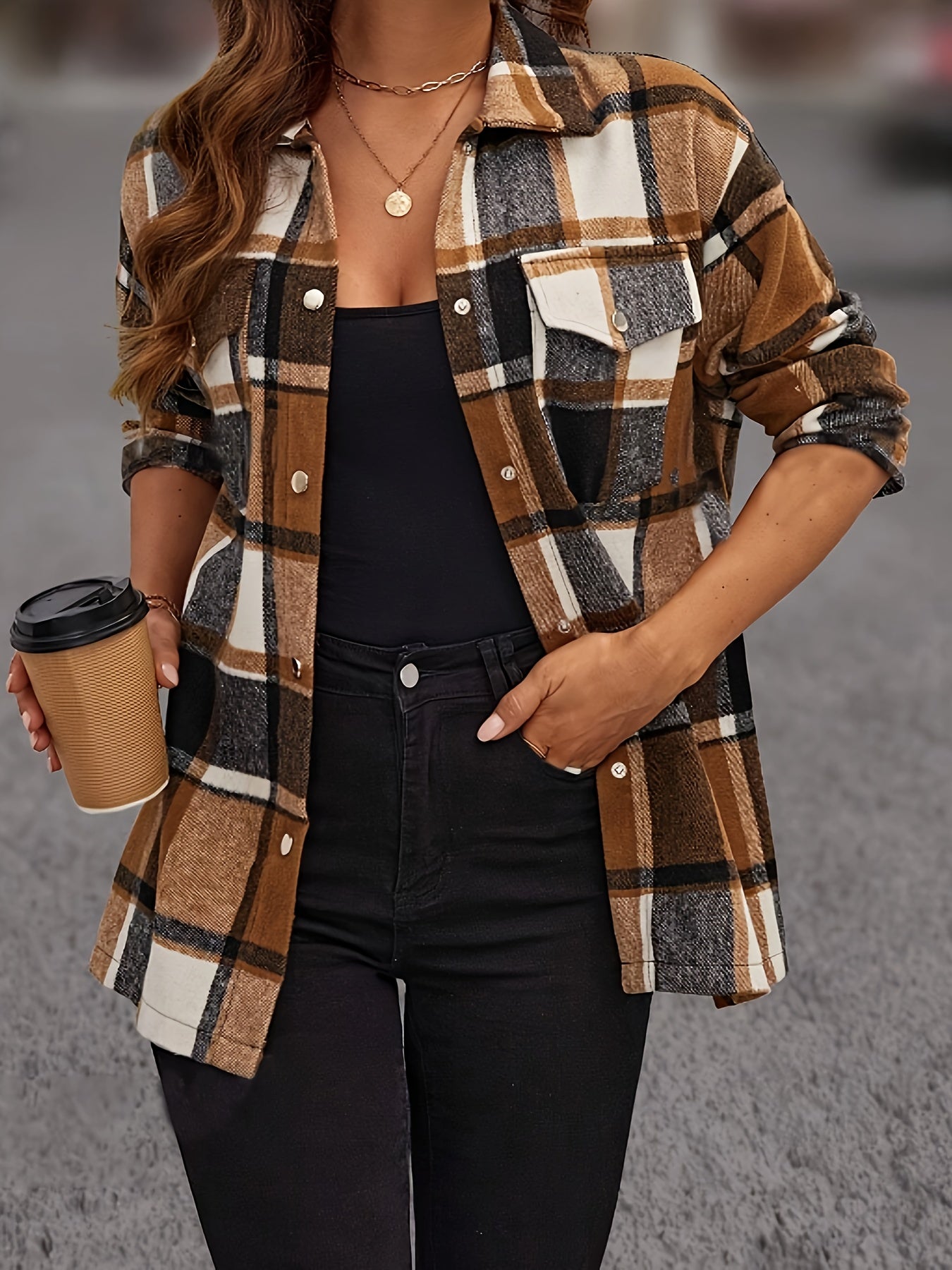 Femke | Geruit casual overhemd met lange mouwen