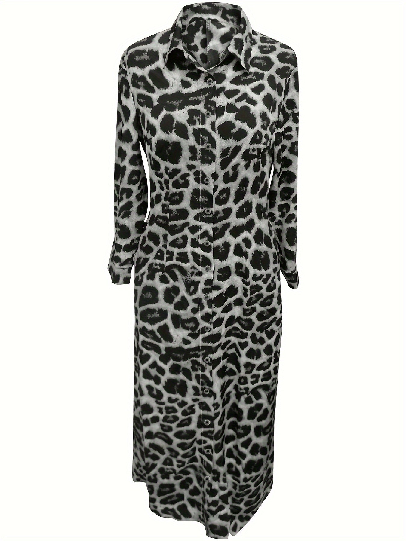 Emma | Maxi-jurk met luipaardprint en knopen