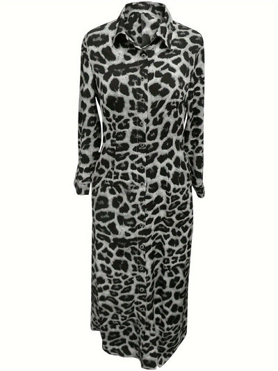 Emma | Maxi-jurk met luipaardprint en knopen
