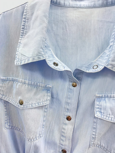 Chique denim midi-jurk met trekkoord taille