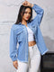 Nina | Ruwe blauwe denim jas met lange mouw