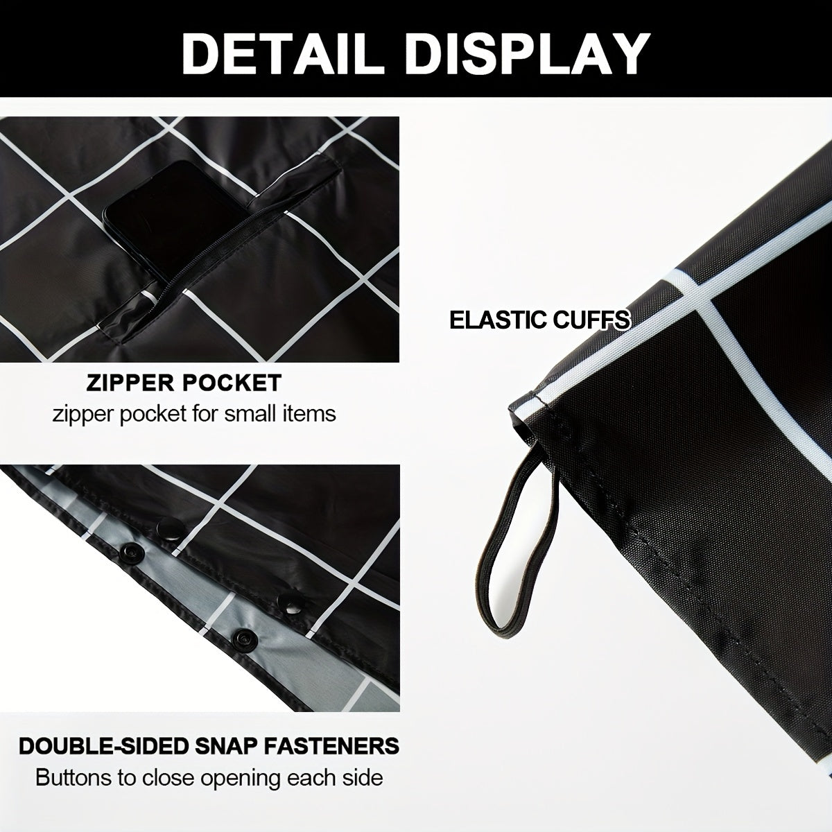 Lotte | Sporty women's rain poncho with hood and geometric pattern