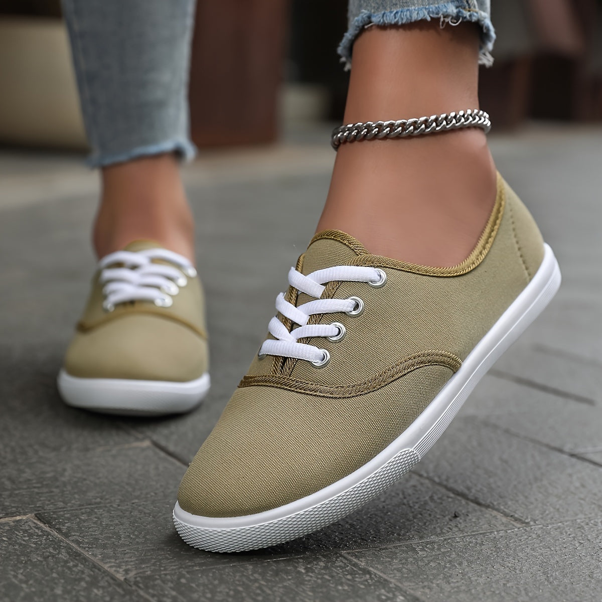 Sophie | Comfortabele lage canvas sneakers in wit