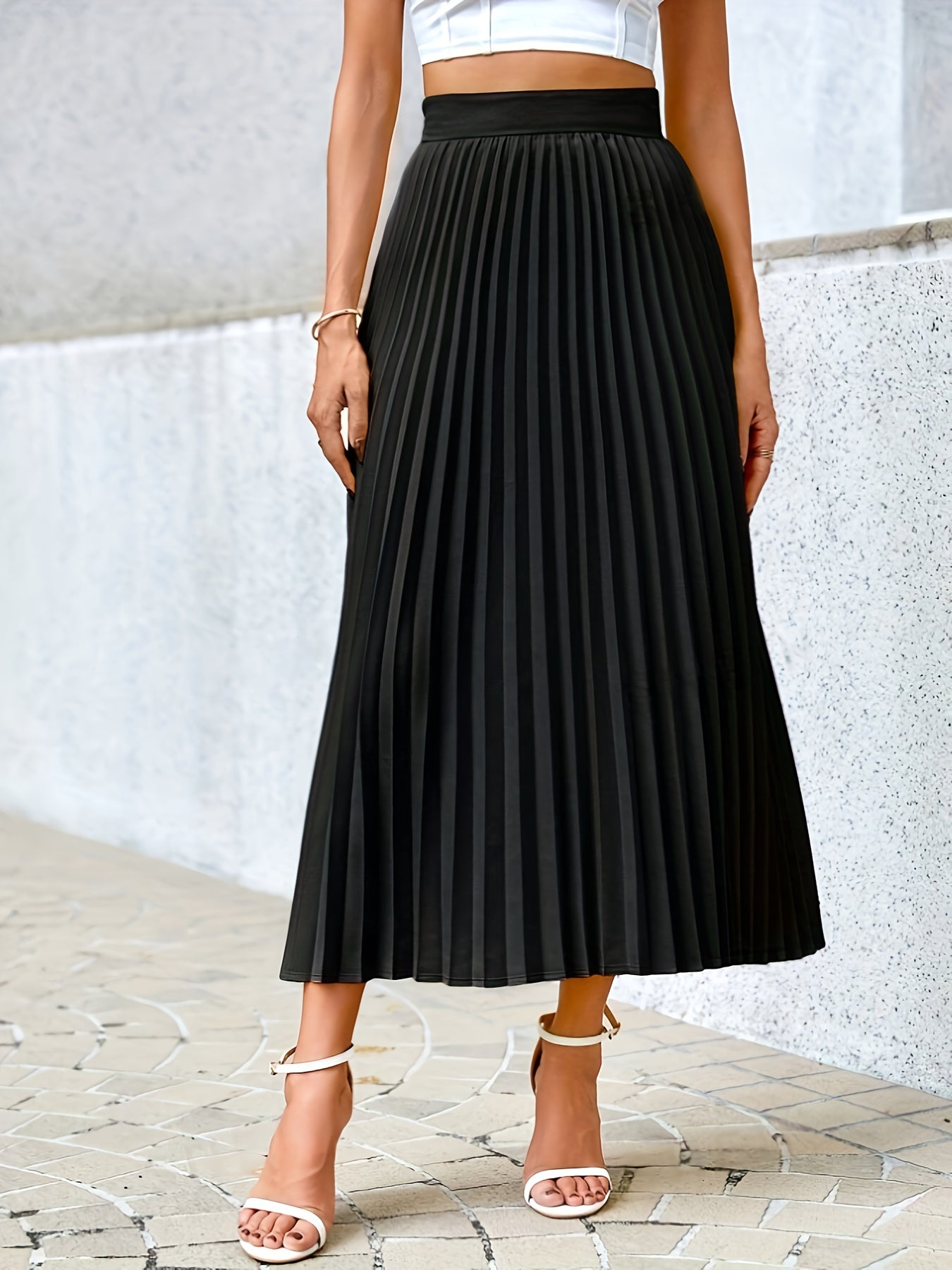 Sophie | Elegante A-lijn midi rok in solide kleur