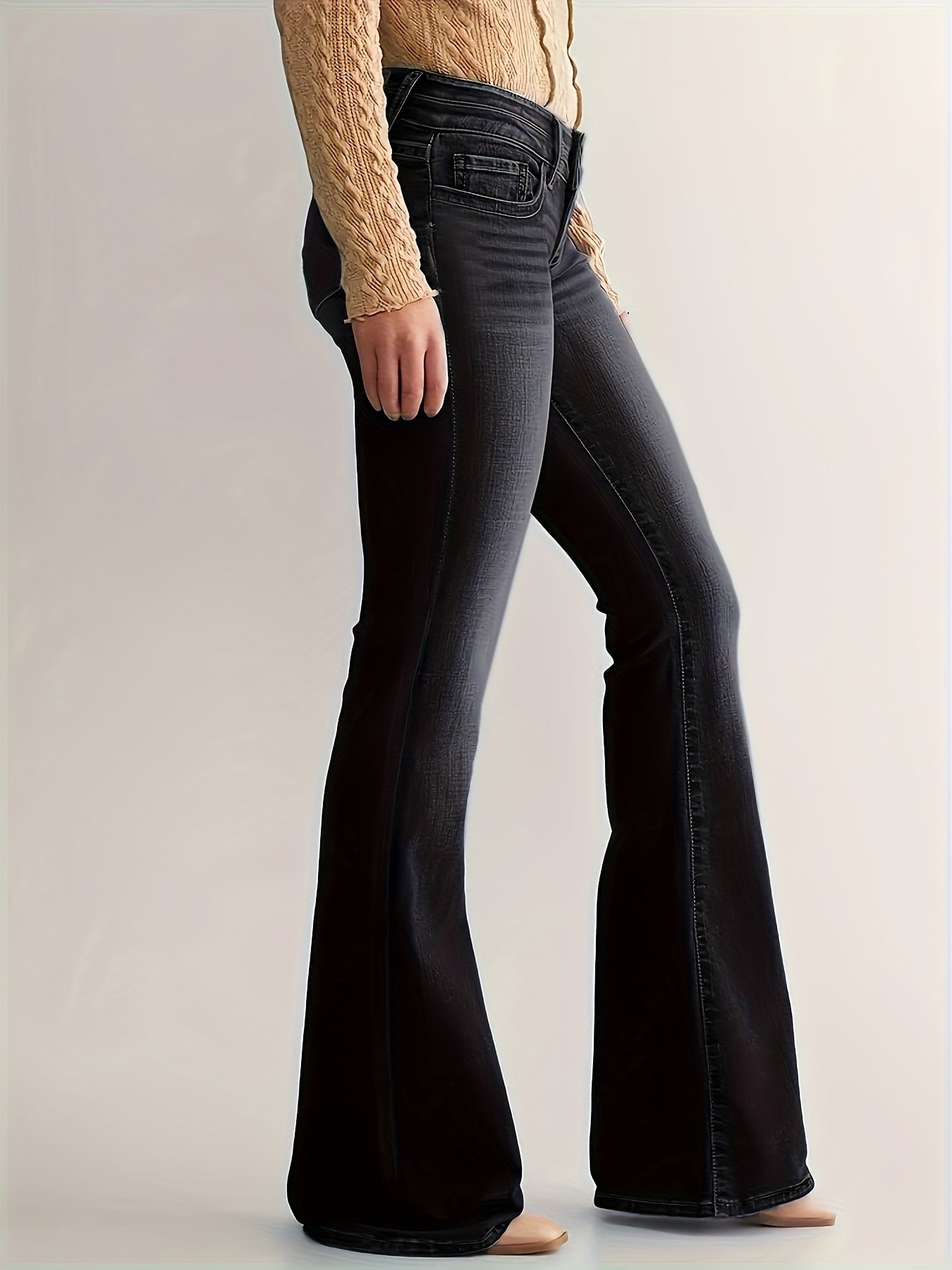 Sophie | Casual flared denim broek met dubbele knoopsluiting
