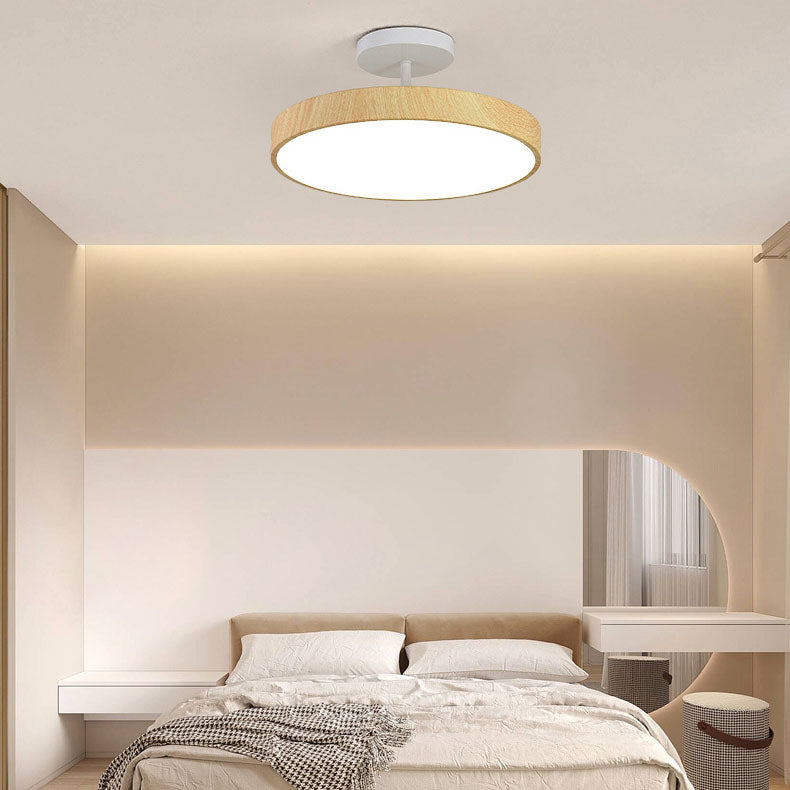 Zenoria – Japanese Wood Round LED Semi Flush Ceiling Light