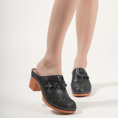 Sarah | Chique dames mules met dikke hak