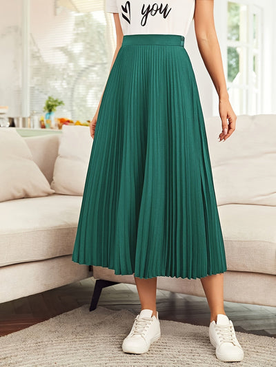 Evelien | Solid color high-waisted pleated skirt