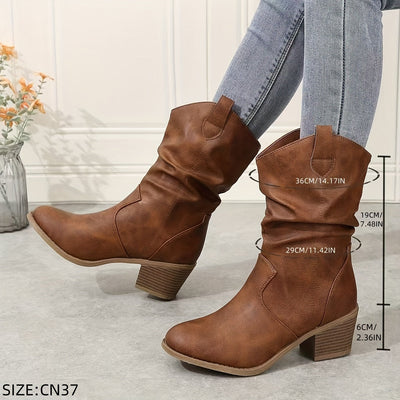 Lotte | Women's slouch western boots with block heel