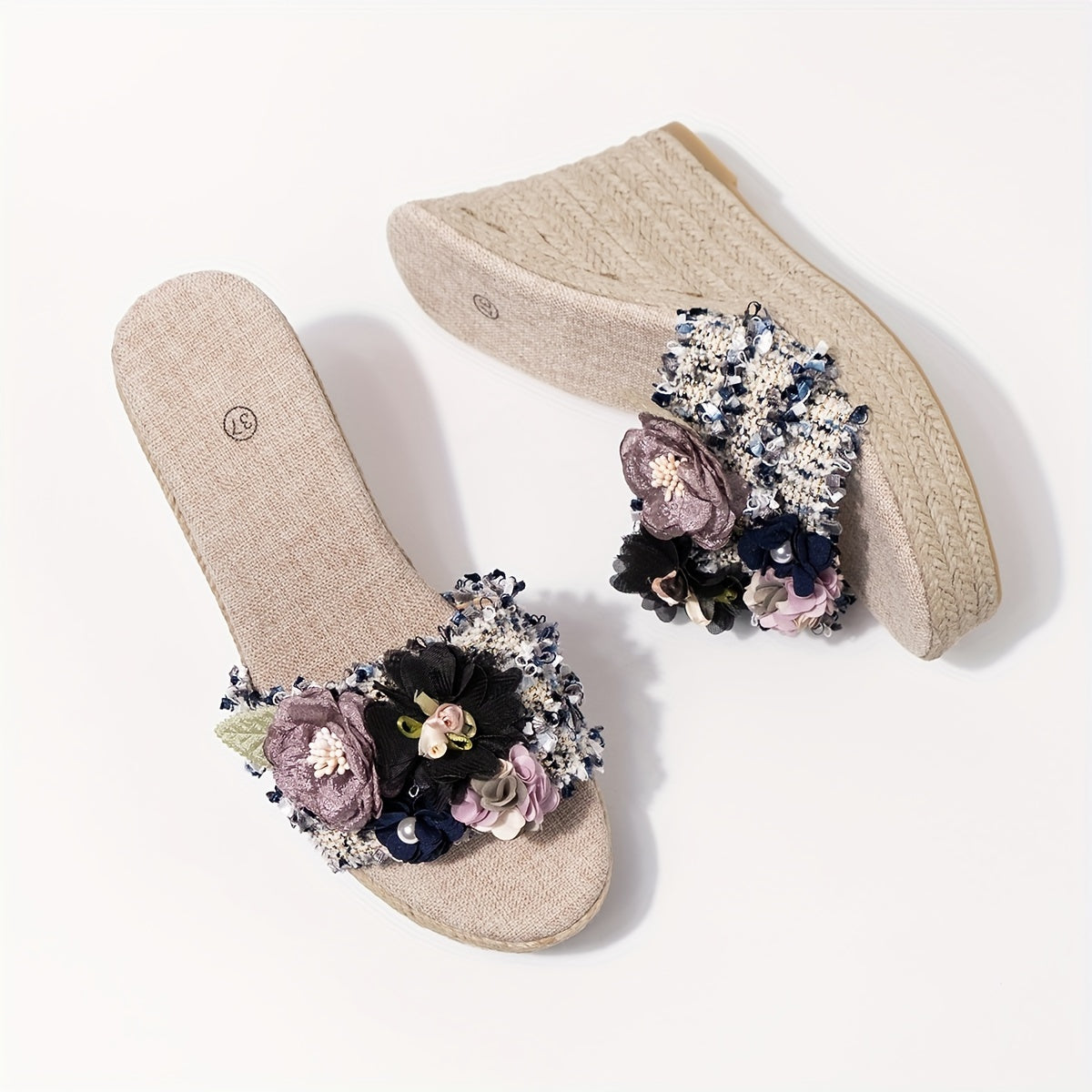 Luna | Women's floral espadrilles with wedge heel