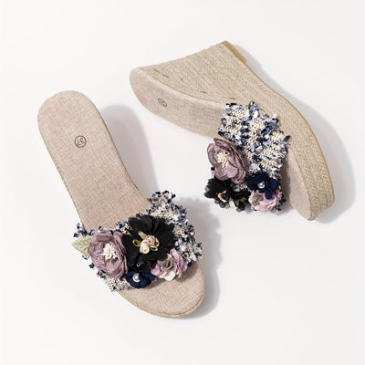 Luna | Women's floral espadrilles with wedge heel